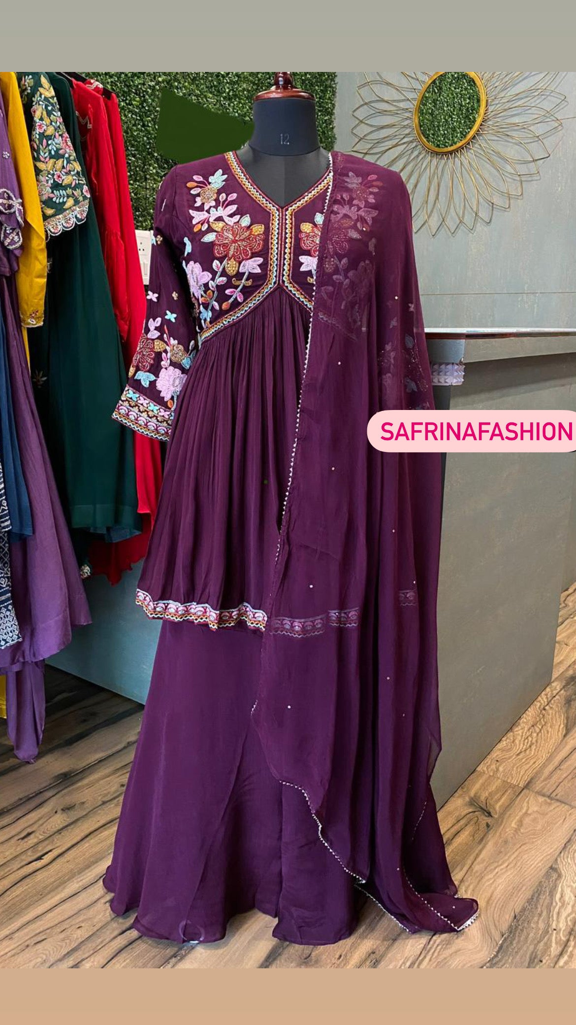Rushi peplum indoweatern dress partywear gown - Saffronfashionindia