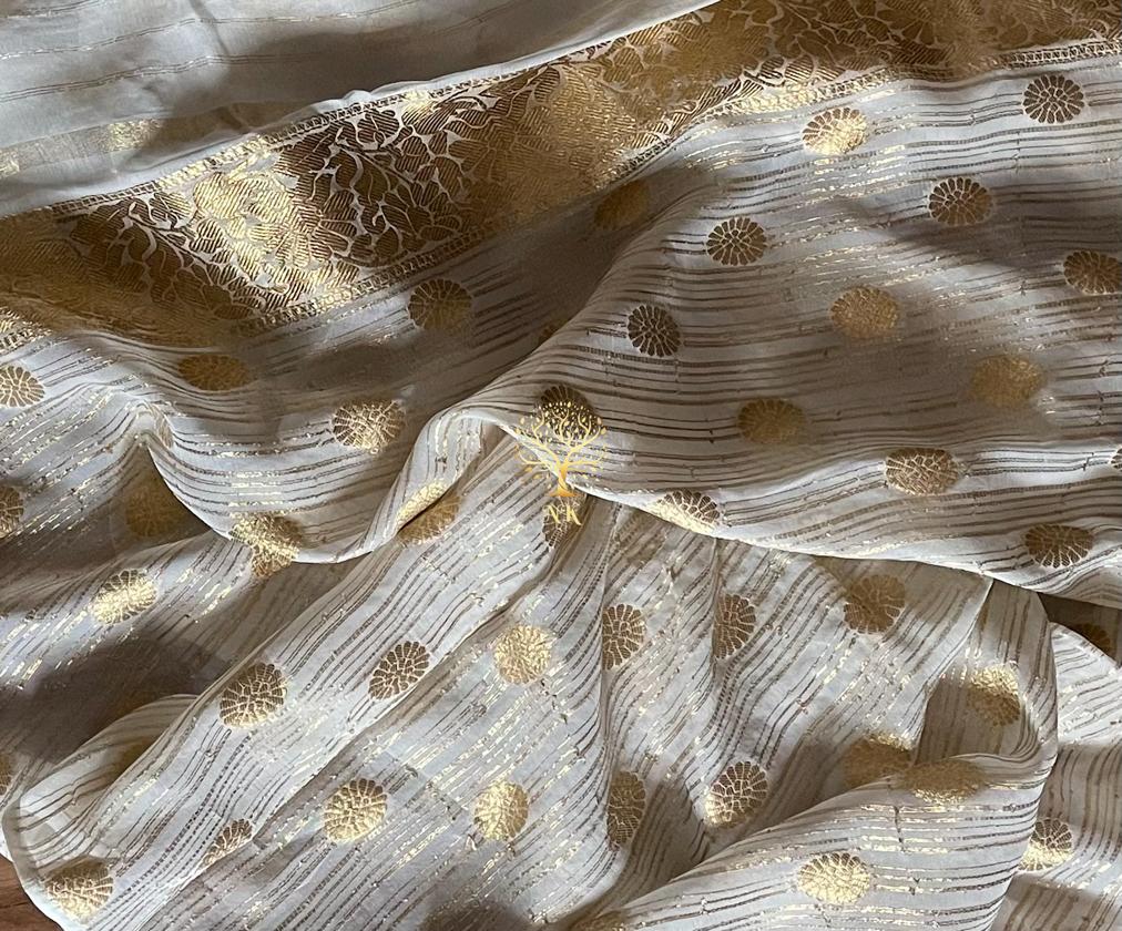 Chikankari gorgette Indian traditional saree - Saffronfashionindia