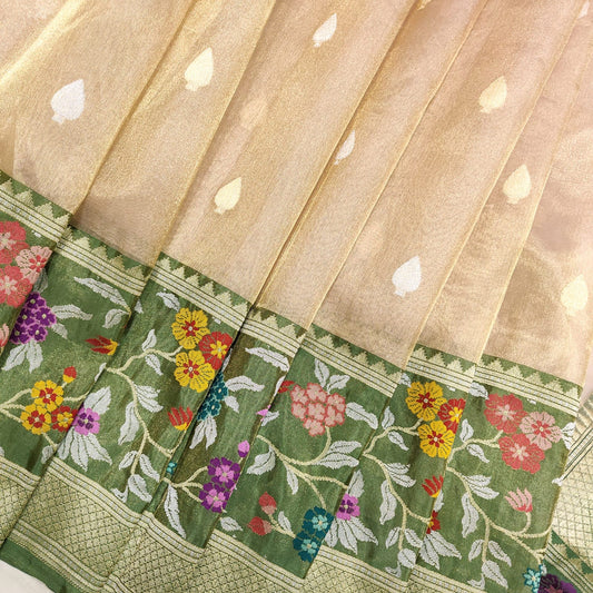 Savisha kora tissue handwoven saree - Saffronfashionindia