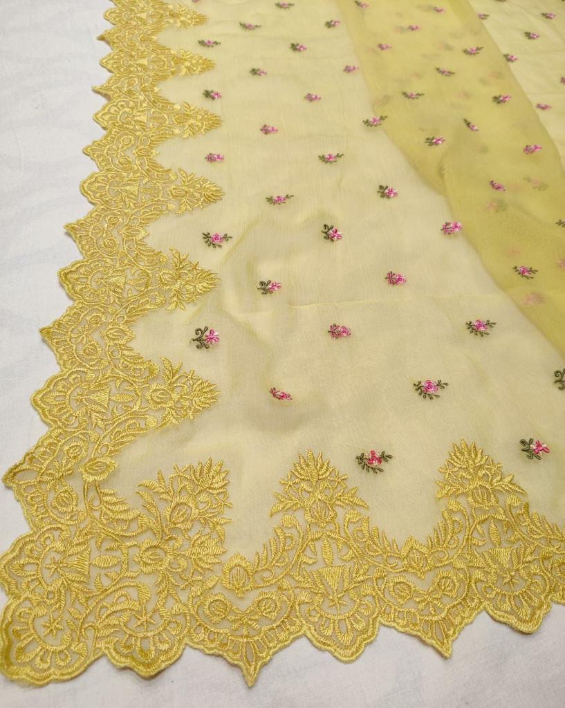 Mohini chiffon embroidery saree - Saffronfashionindia