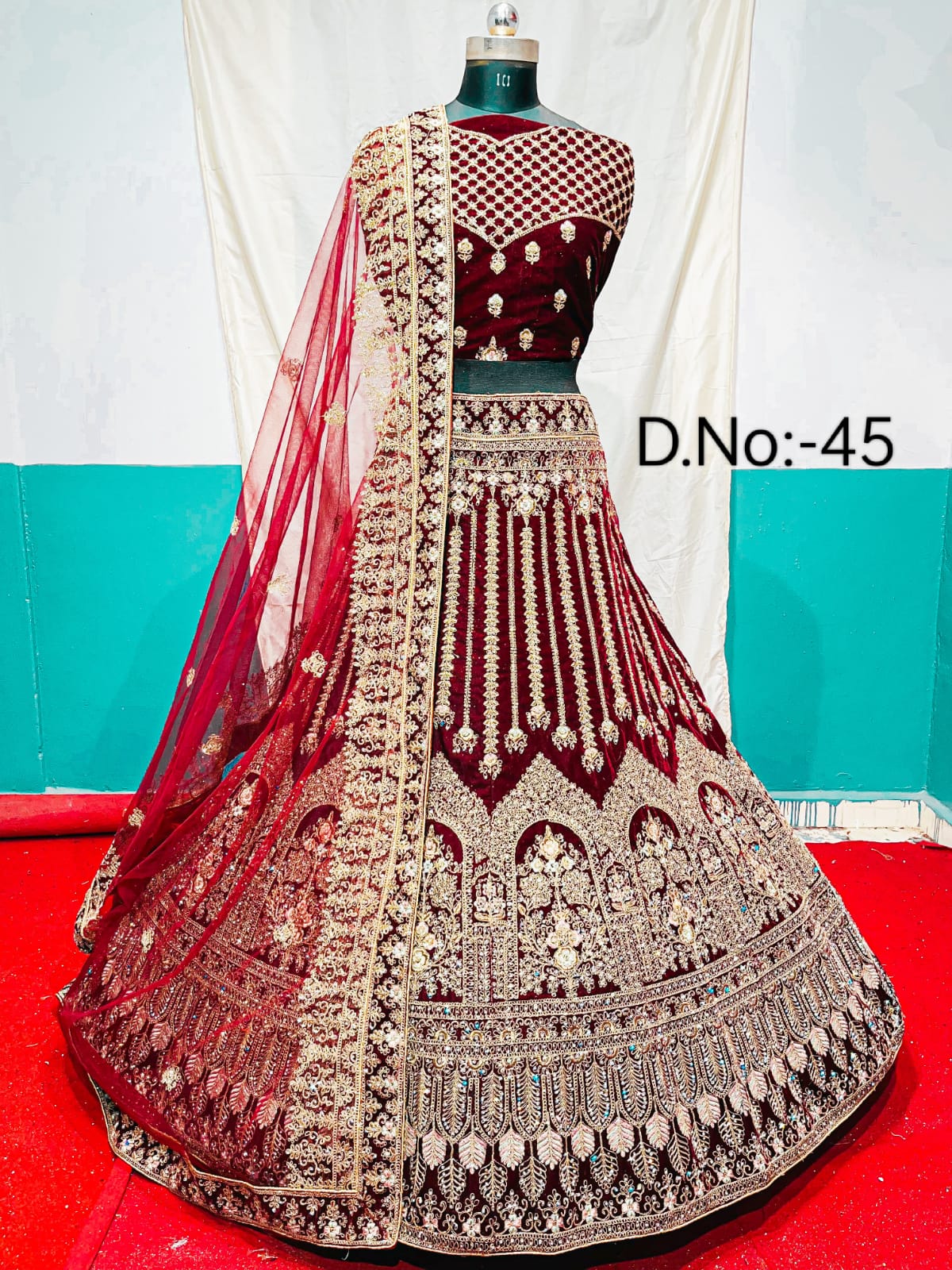 Rubila velvet bridal wedding indian Pakistani lehanga choli - Saffronfashionindia