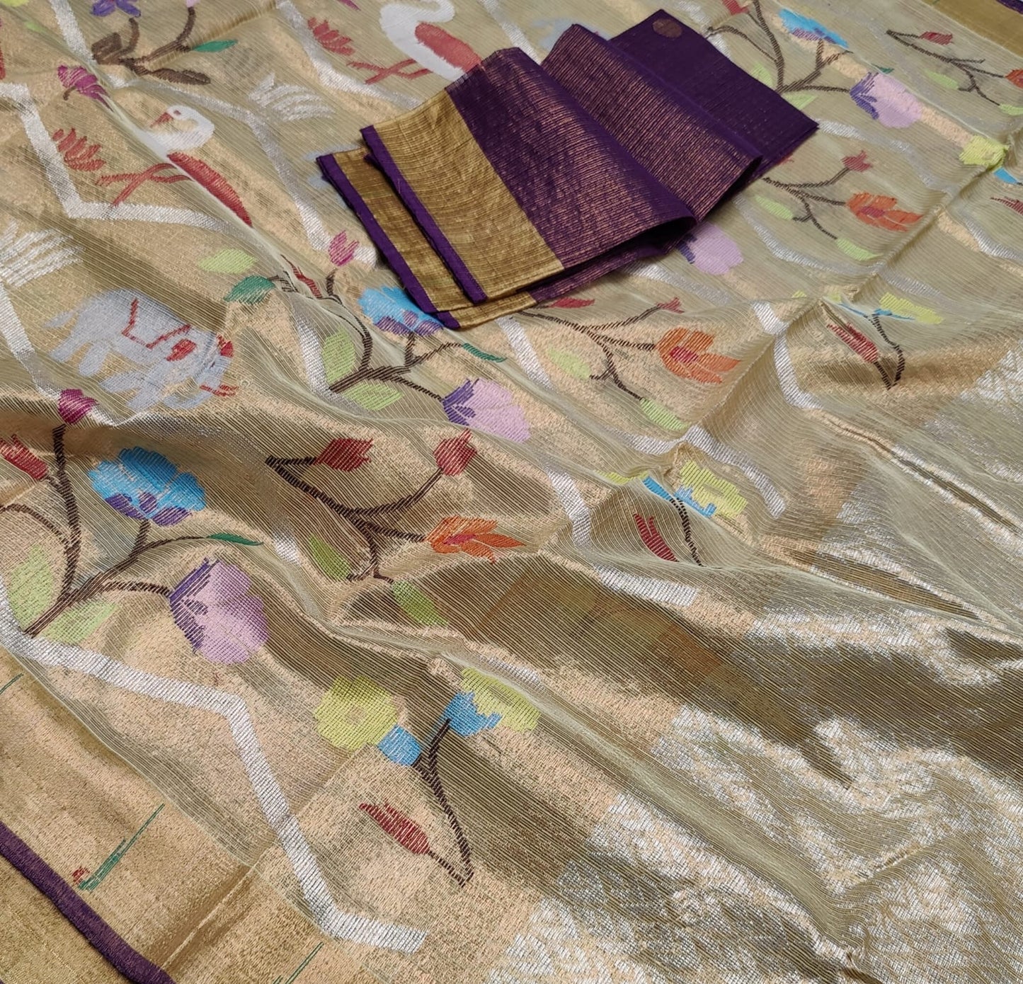 Vashita double tissue zari saree - Saffronfashionindia