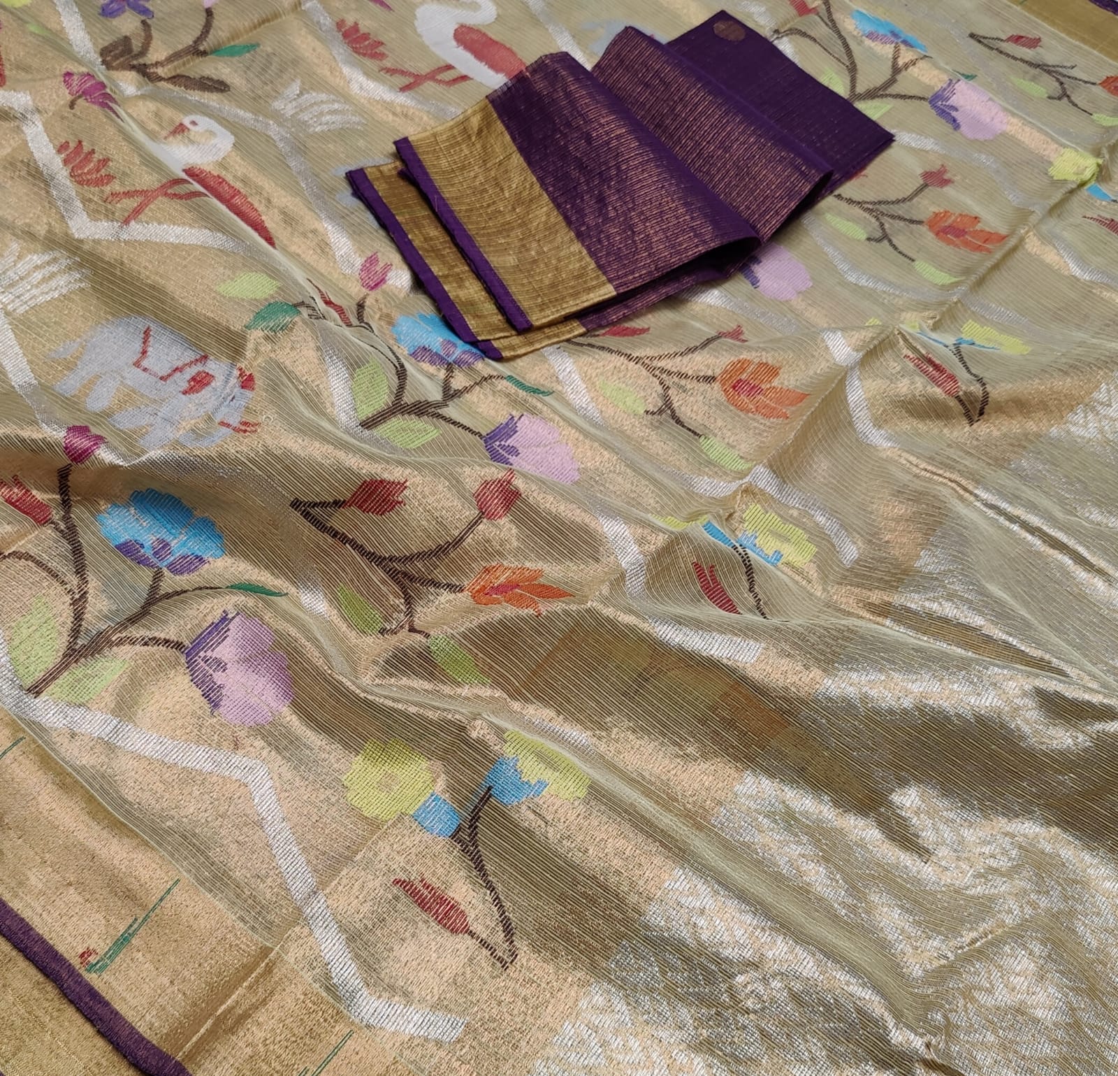 Vashita double tissue zari saree - Saffronfashionindia