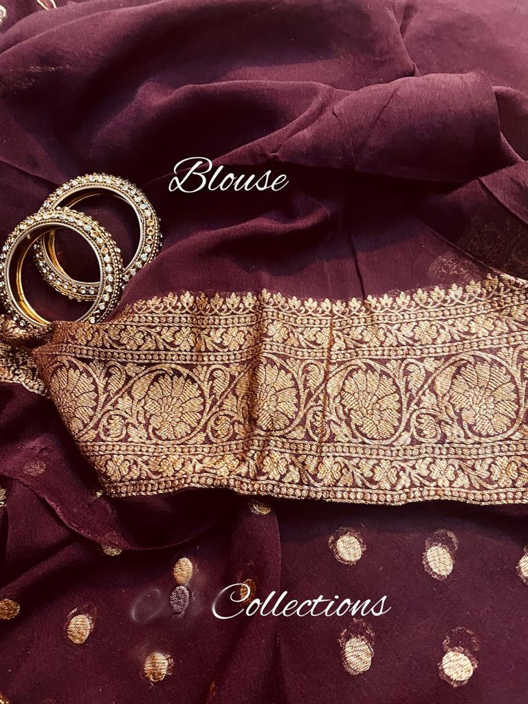 Elegant Banarsi gorgette saree - Saffronfashionindia