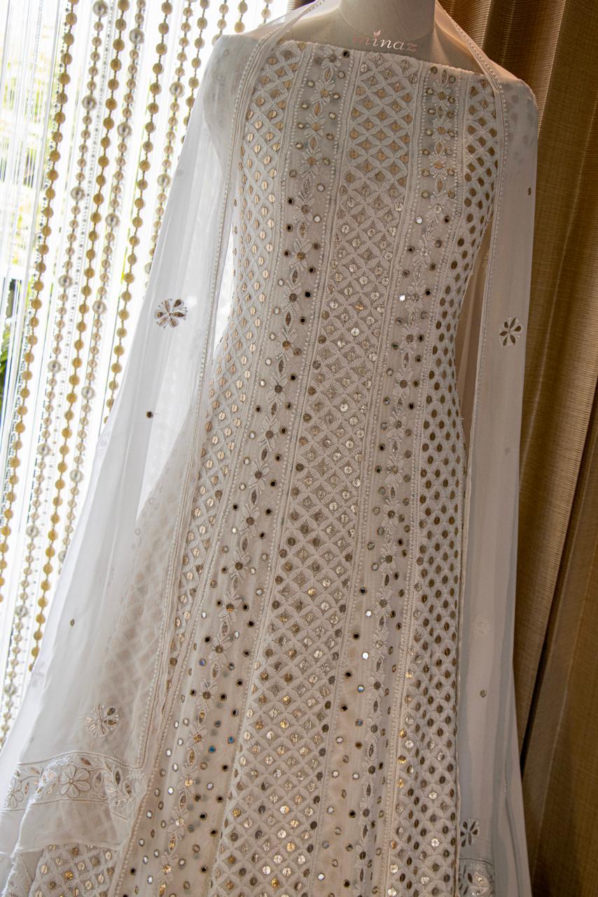 White Royal chinkakri dress - Saffronfashionindia