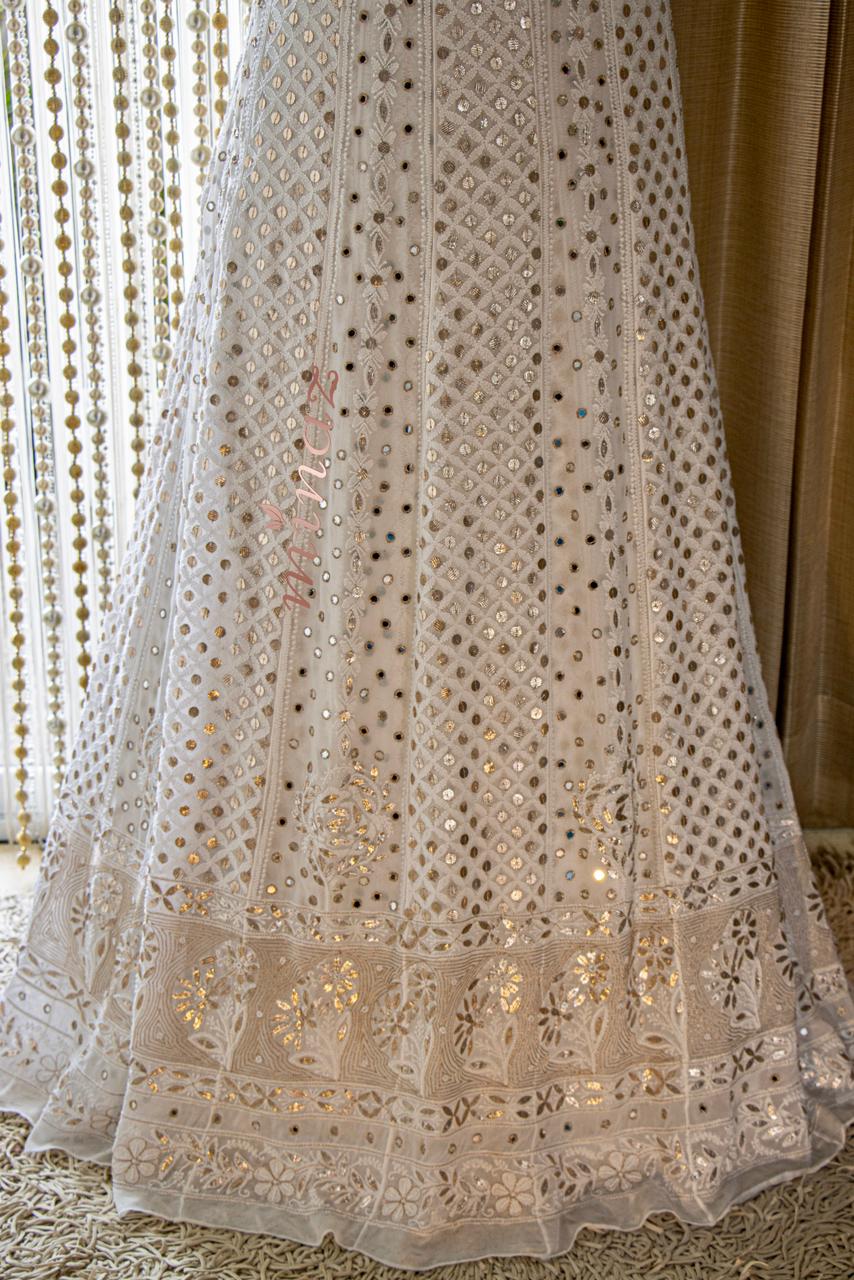 White Royal chinkakri dress - Saffronfashionindia