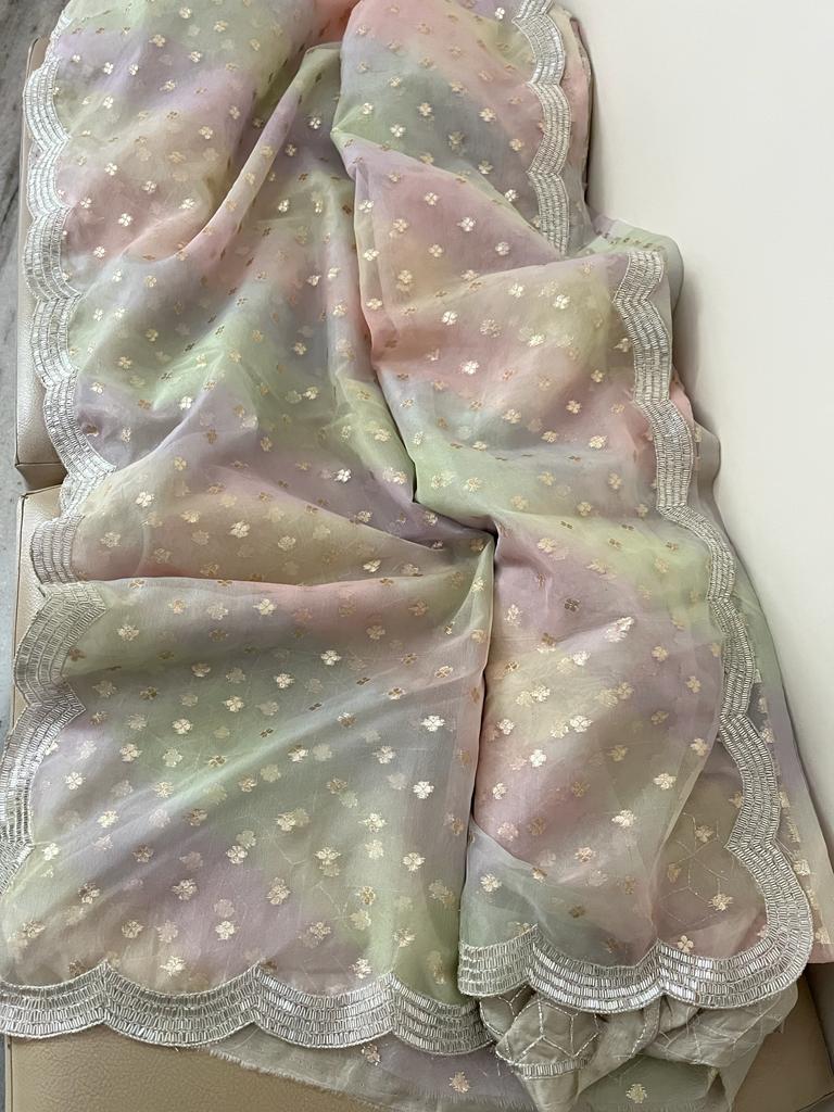 Multi saree organza weaving zari saree - Saffronfashionindia