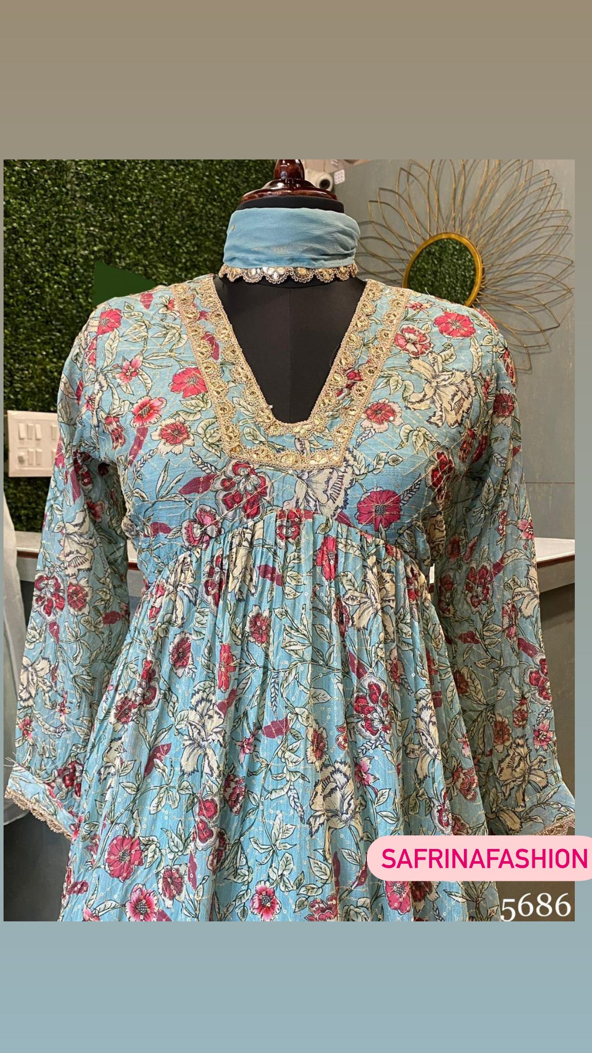 Blue peplum kurta dress - Saffronfashionindia