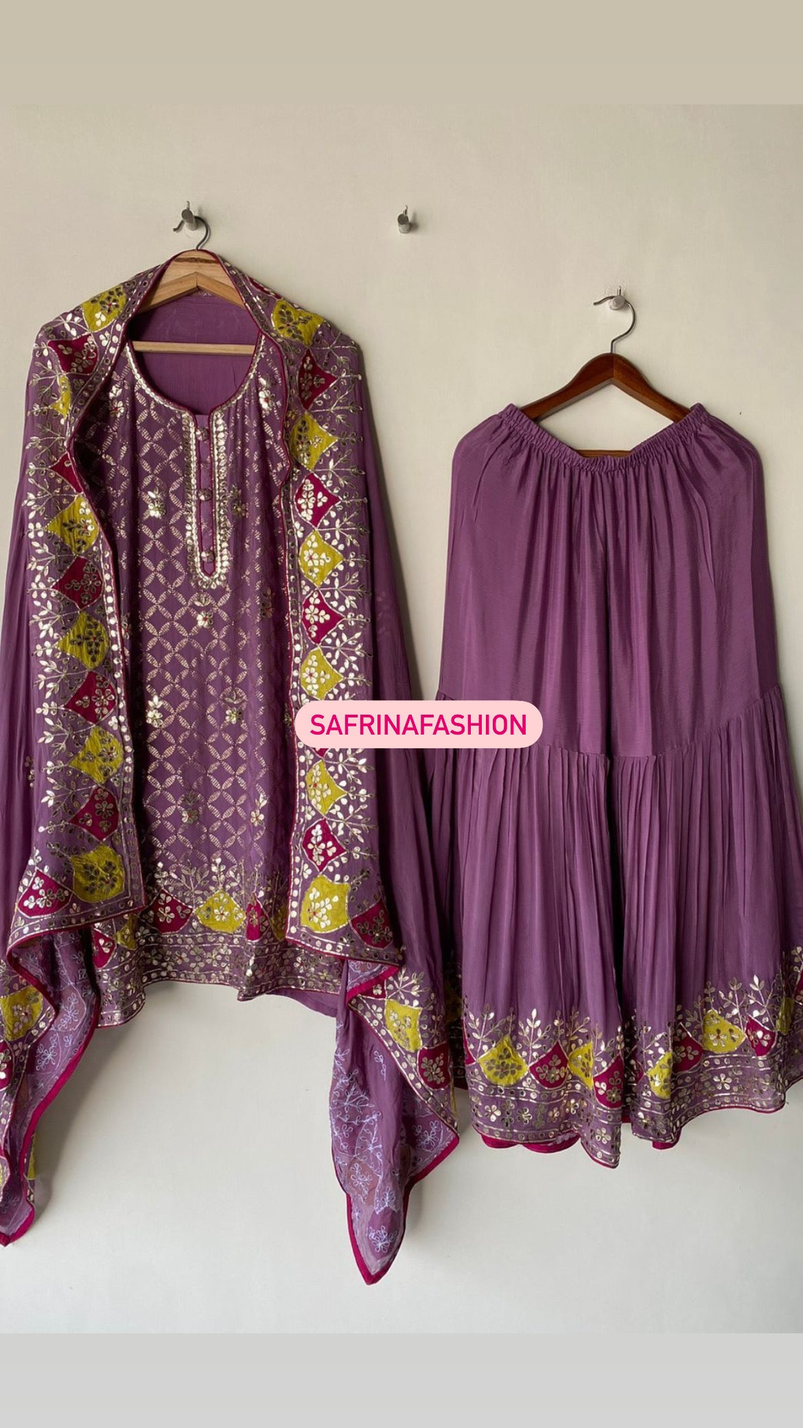 Purple kurta gharara set - Saffronfashionindia