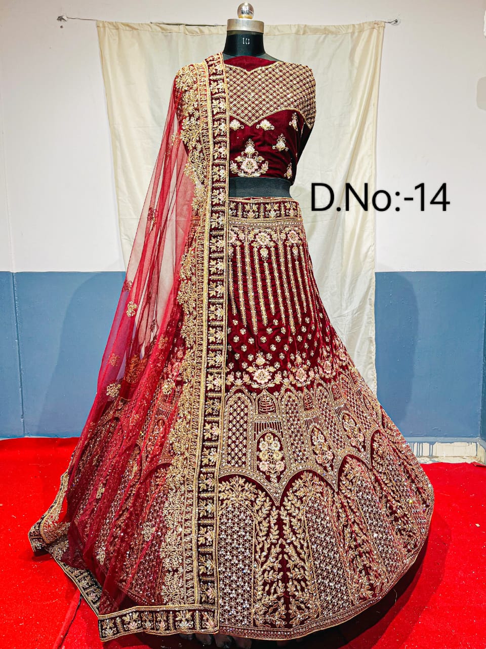 Rubila velvet bridal wedding indian Pakistani lehanga choli - Saffronfashionindia
