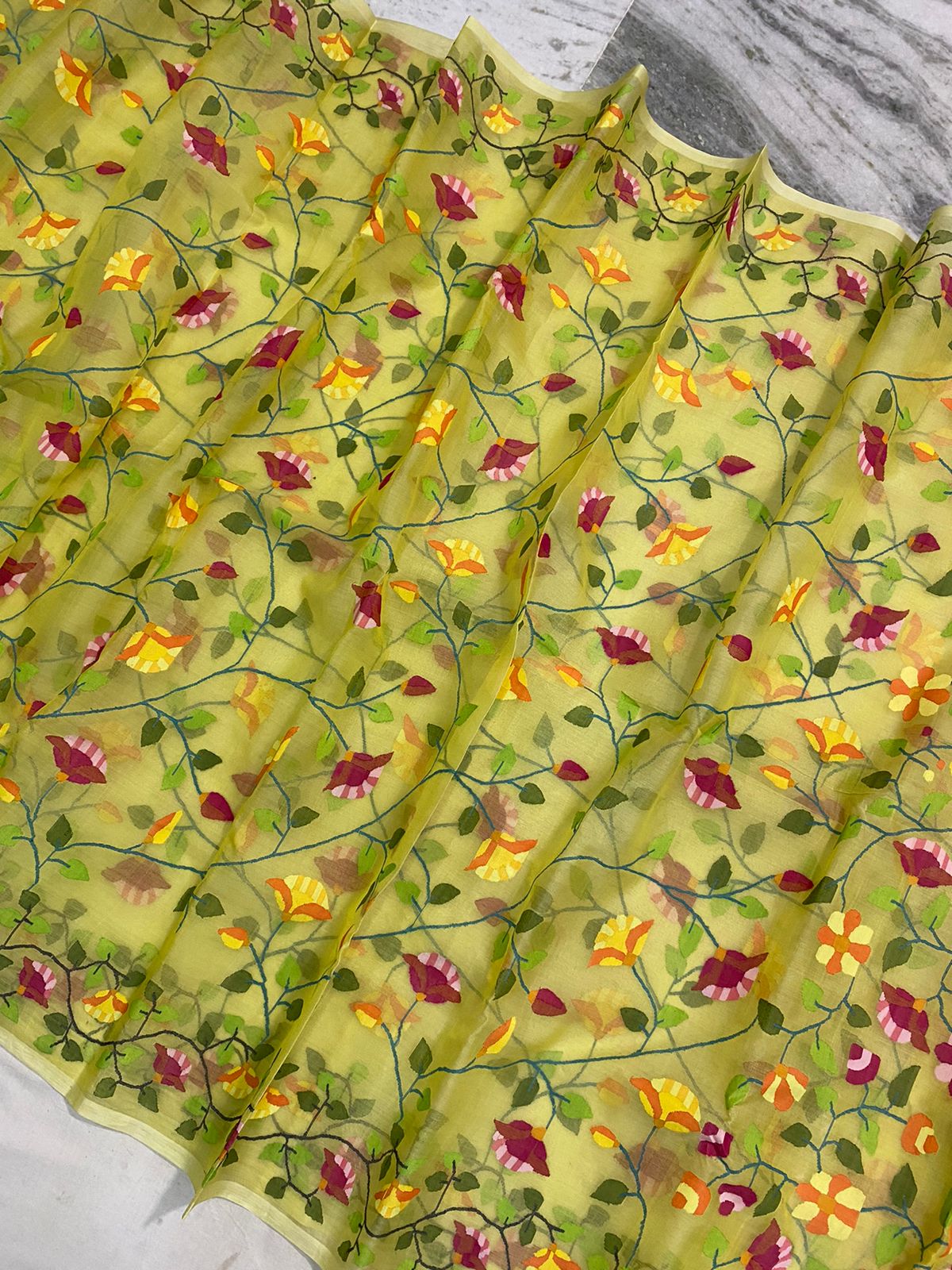 Lubaz muslin jamdani saree - Saffronfashionindia