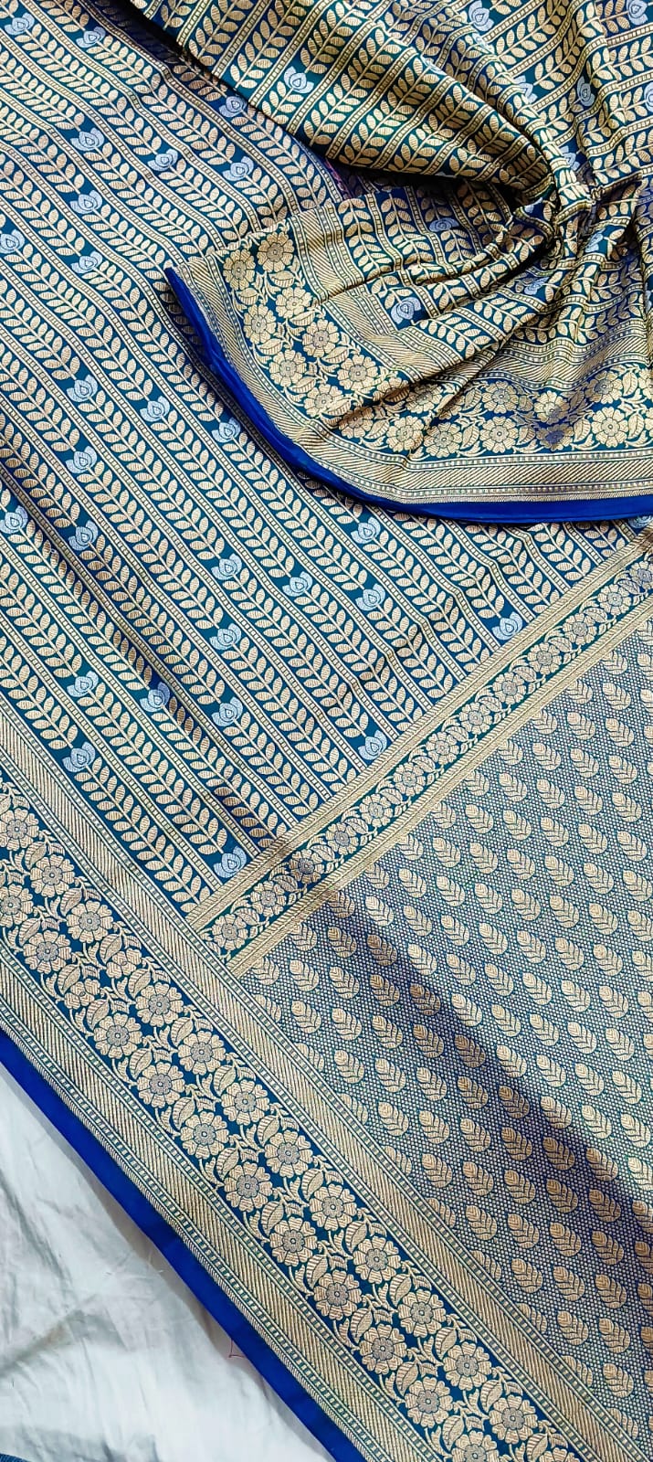 Zari weaved brocade Banarsi saree - Saffronfashionindia