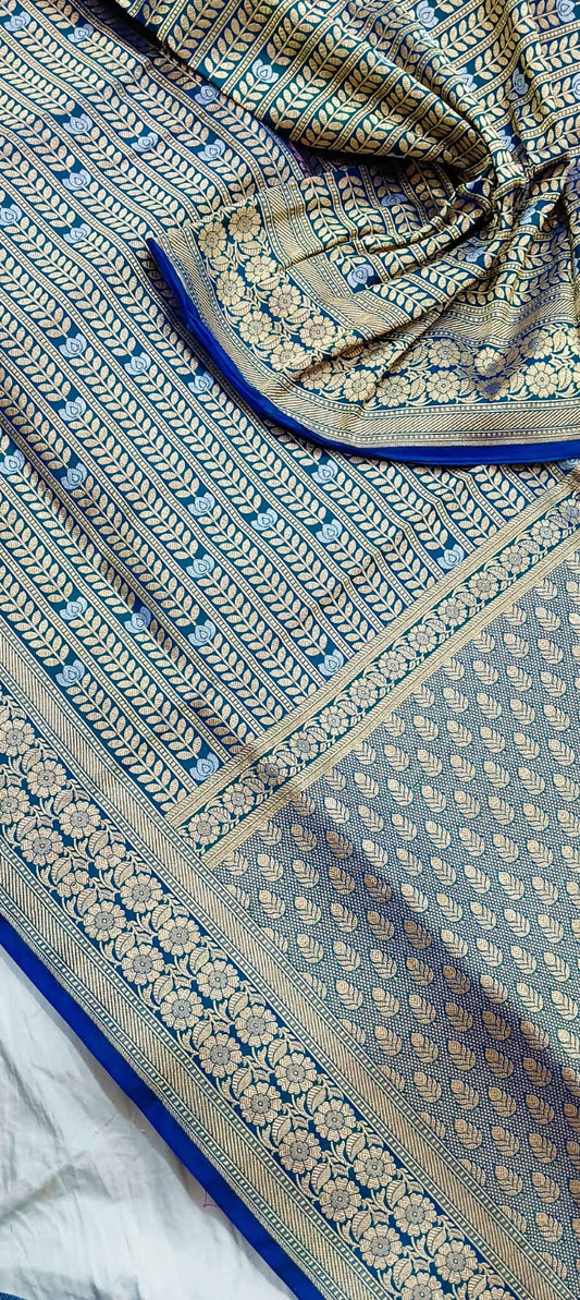 Zari weaved brocade Banarsi saree - Saffronfashionindia