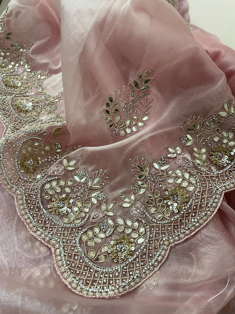 Lisa zardosi organza saree wedding sari - Saffronfashionindia