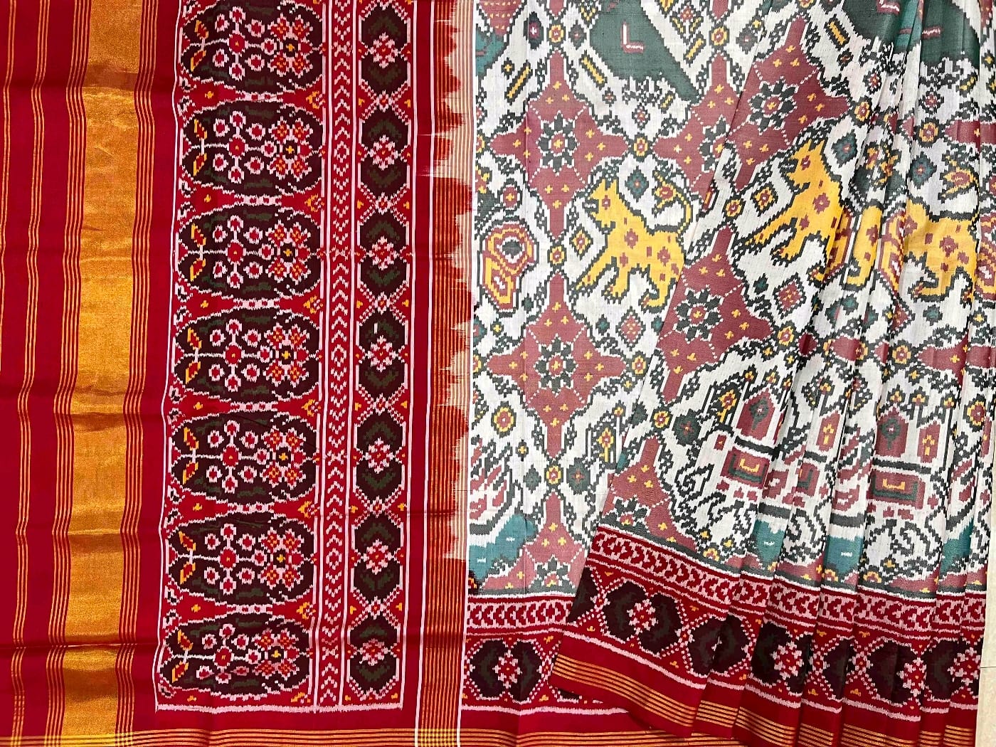 Lubina ikkat weaving Patola silk saree - Saffronfashionindia