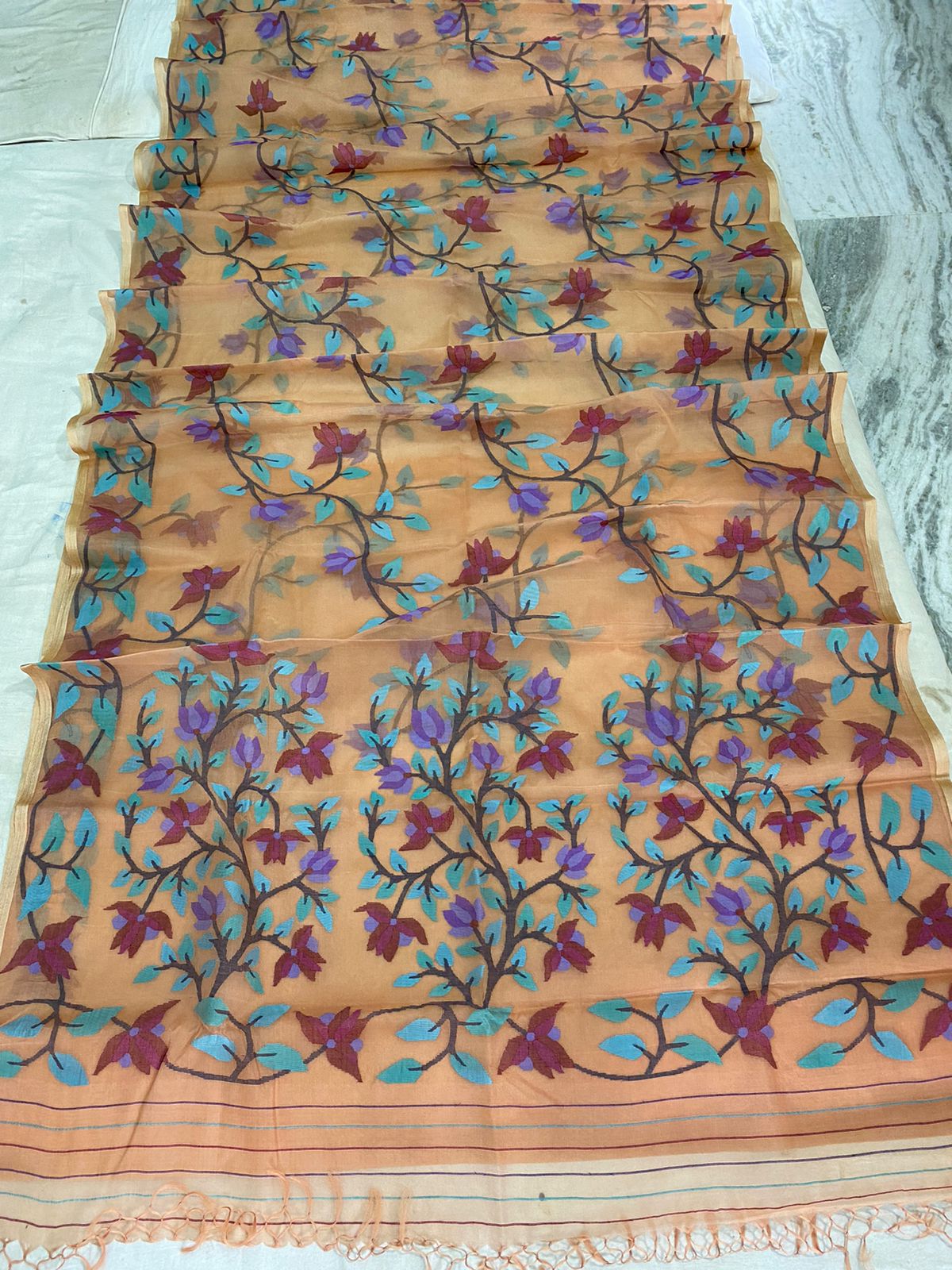 Kanita muslin indian jamdani sarees - Saffronfashionindia