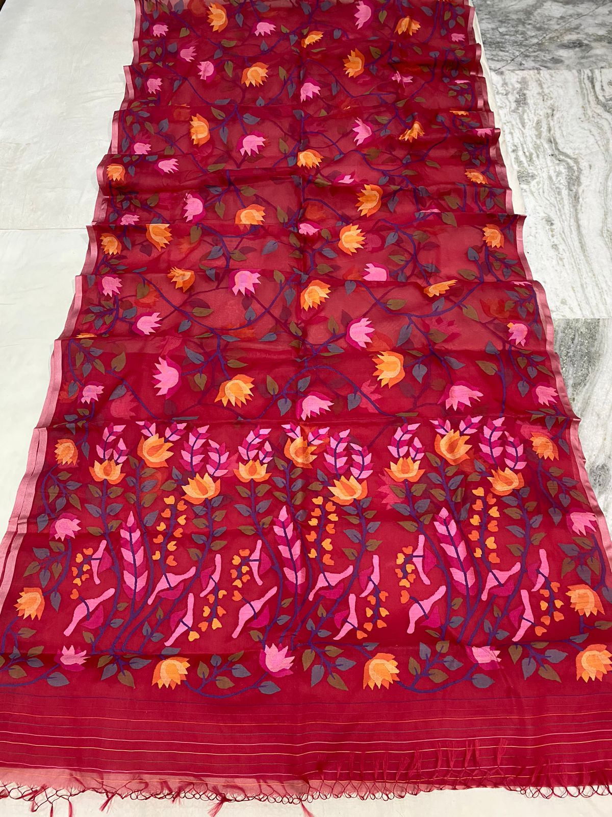 Ranika tantuj jamdani saree - Saffronfashionindia