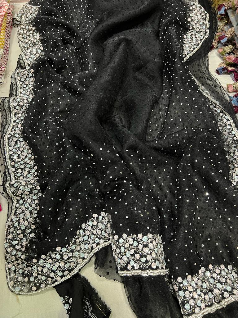 Marjaani cutdana jerkan partywear saree - Saffronfashionindia