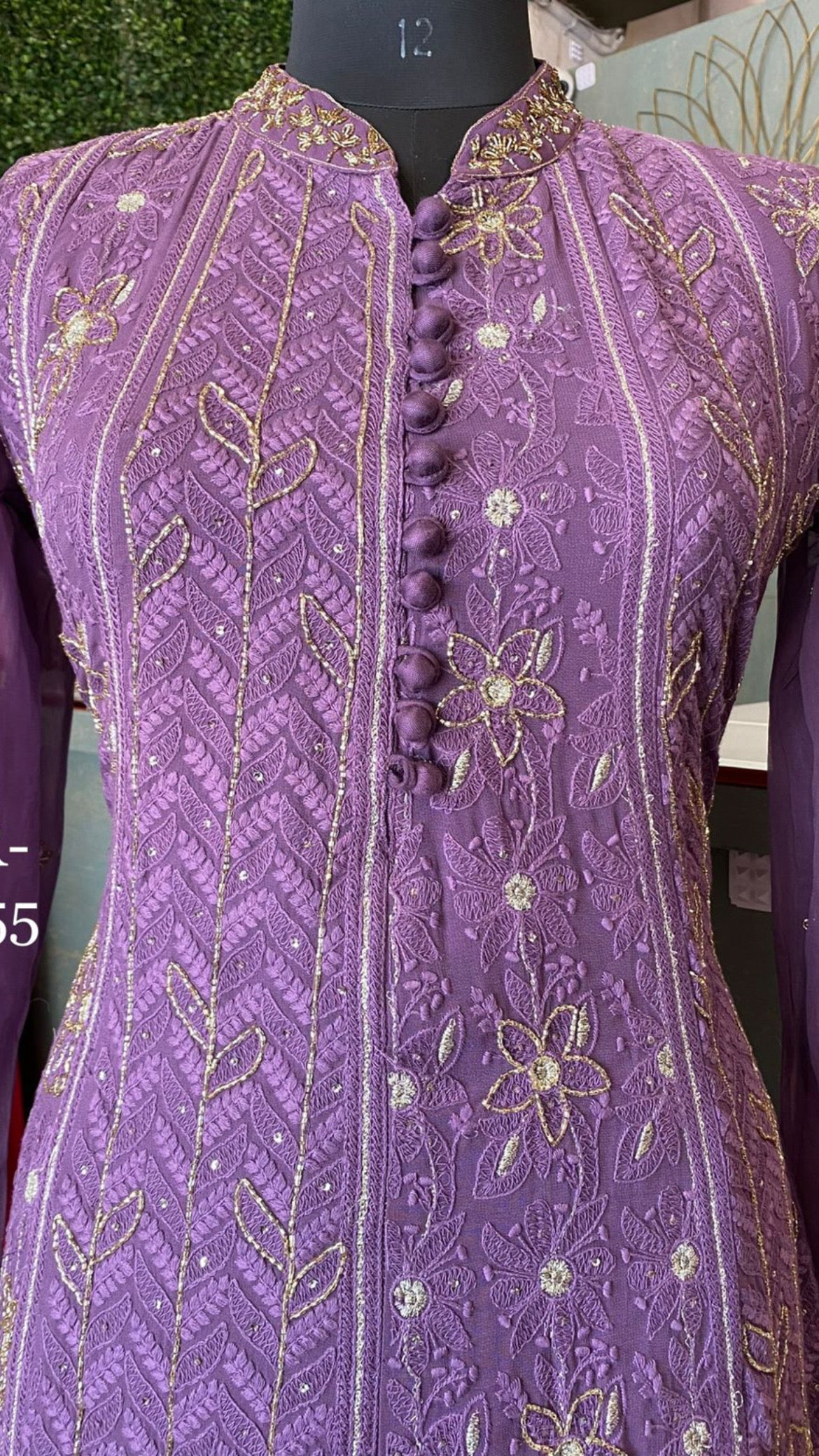 Purple gorgette kurta dress - Saffronfashionindia