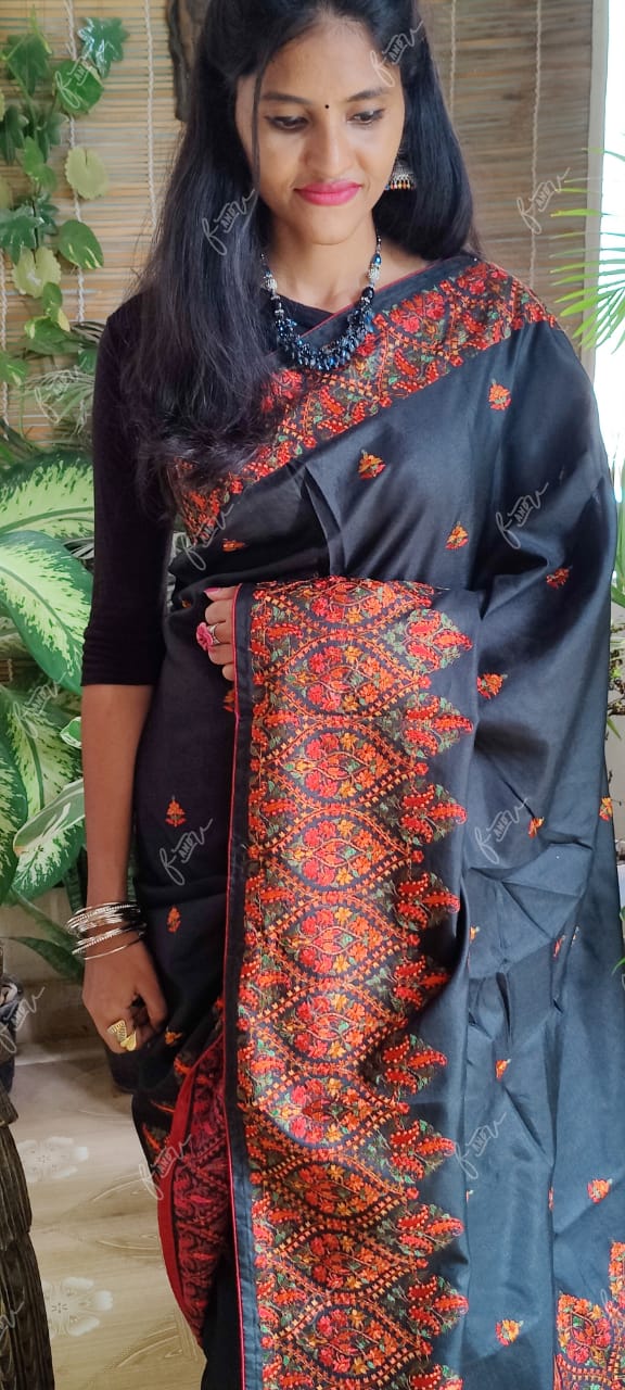 Kashmiri tussar silk saree - Saffronfashionindia