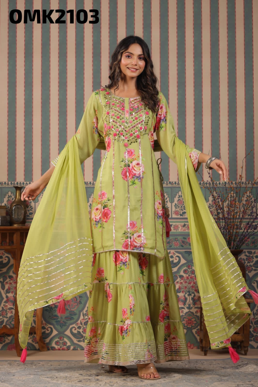 Floral sharara beautiful dress partywear dress - Saffronfashionindia