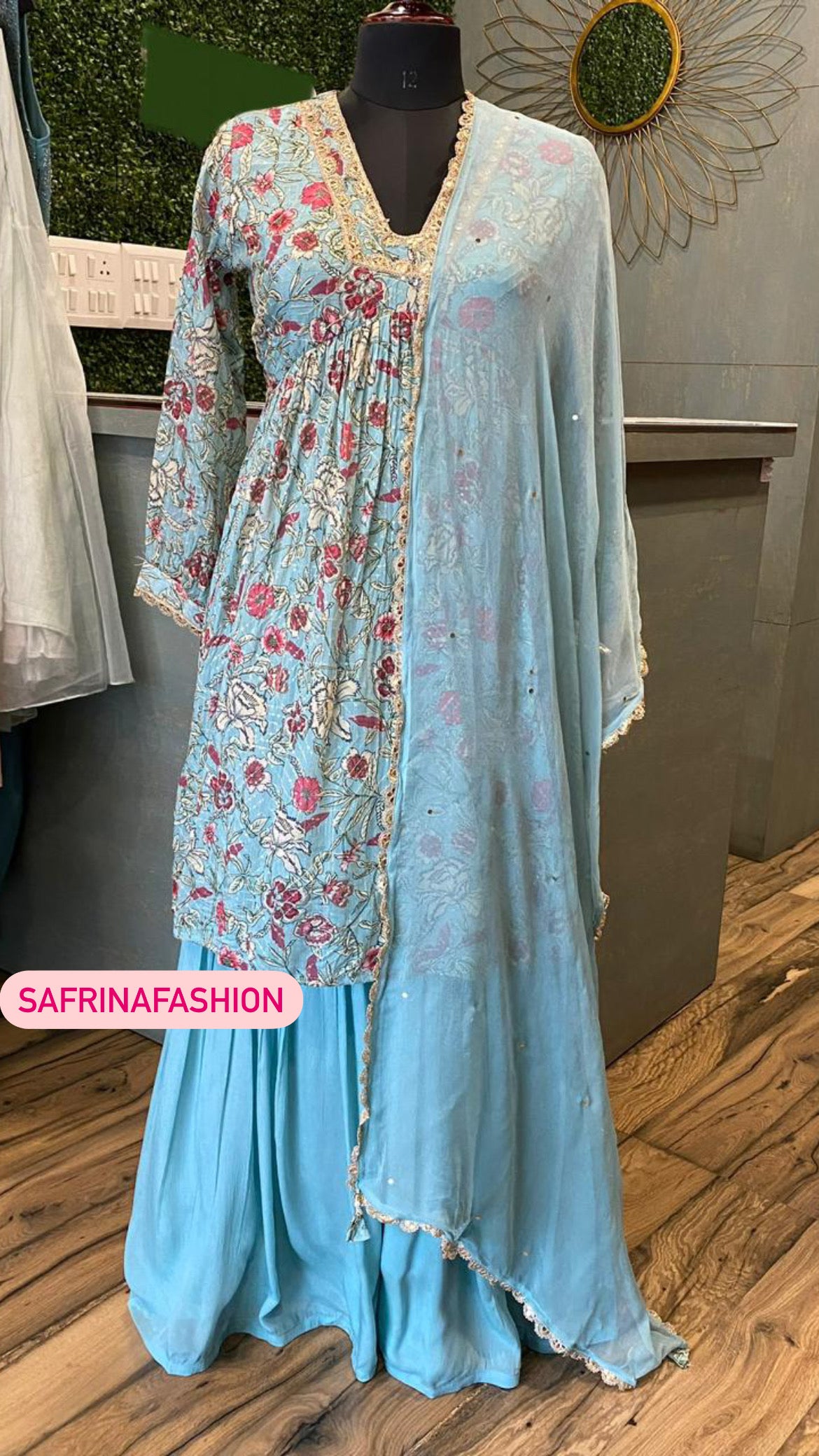 Blue peplum kurta dress - Saffronfashionindia