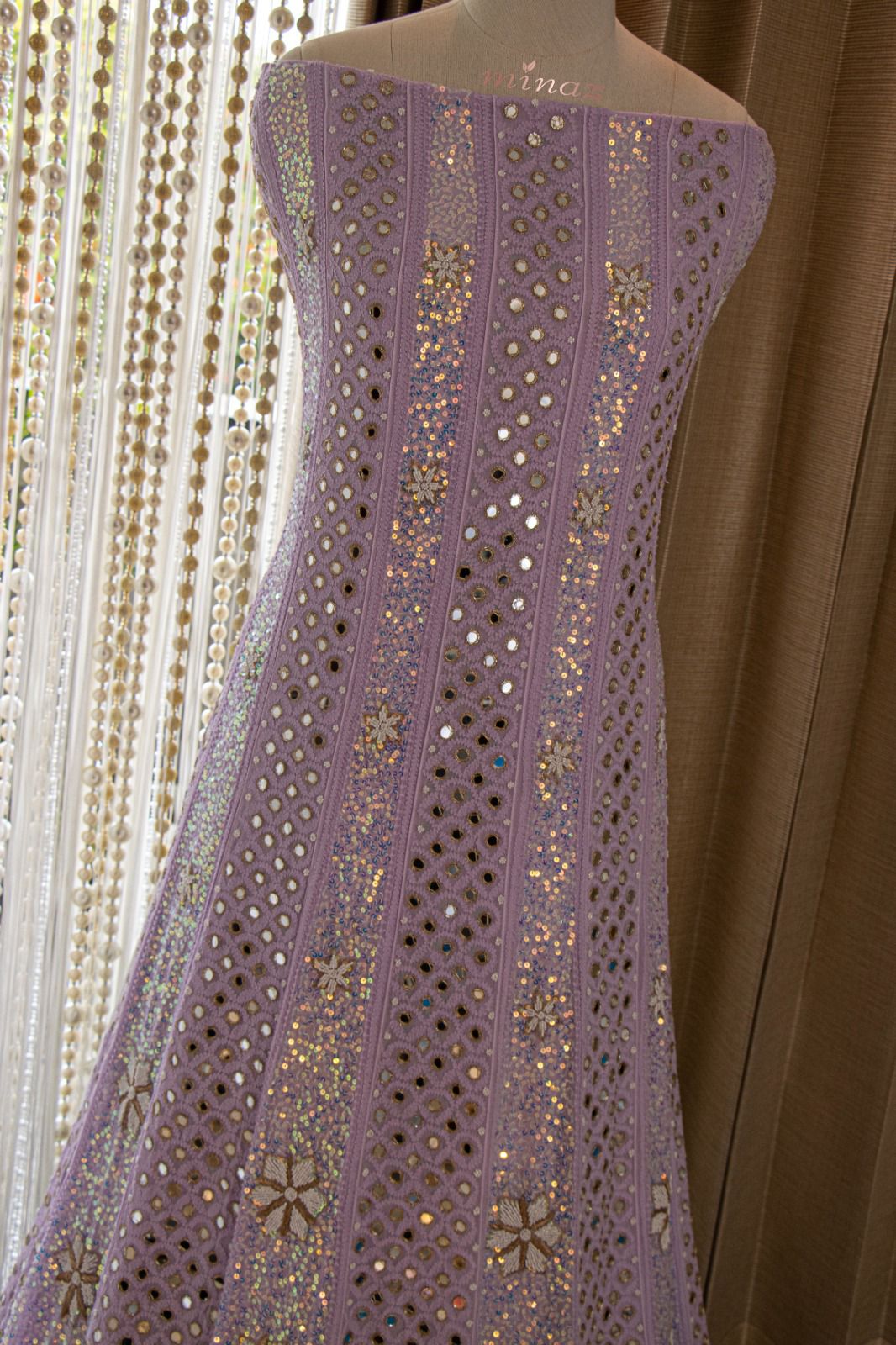 Lavender Anarkali Chikankari dress - Saffronfashionindia