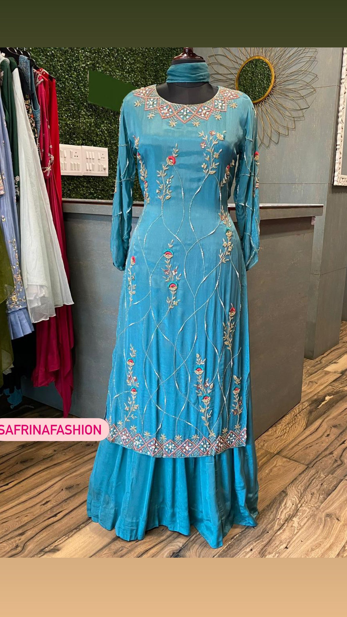 Shantani blue chinon kurta dress - Saffronfashionindia