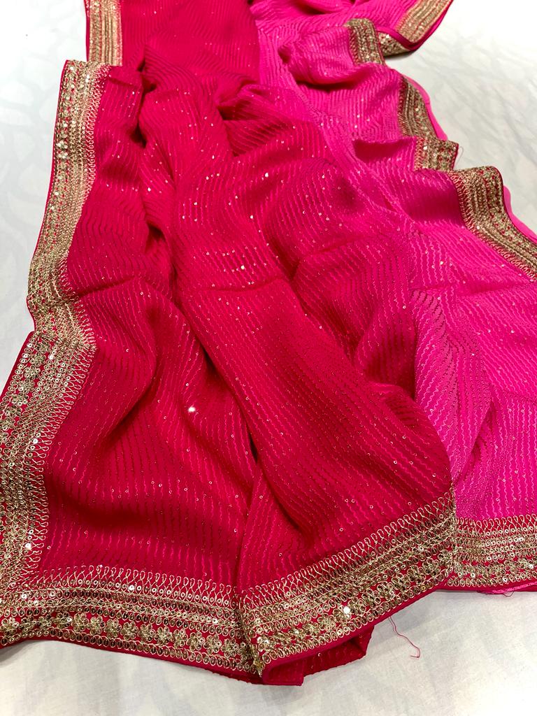 Valia gorgette sequence saree - Saffronfashionindia