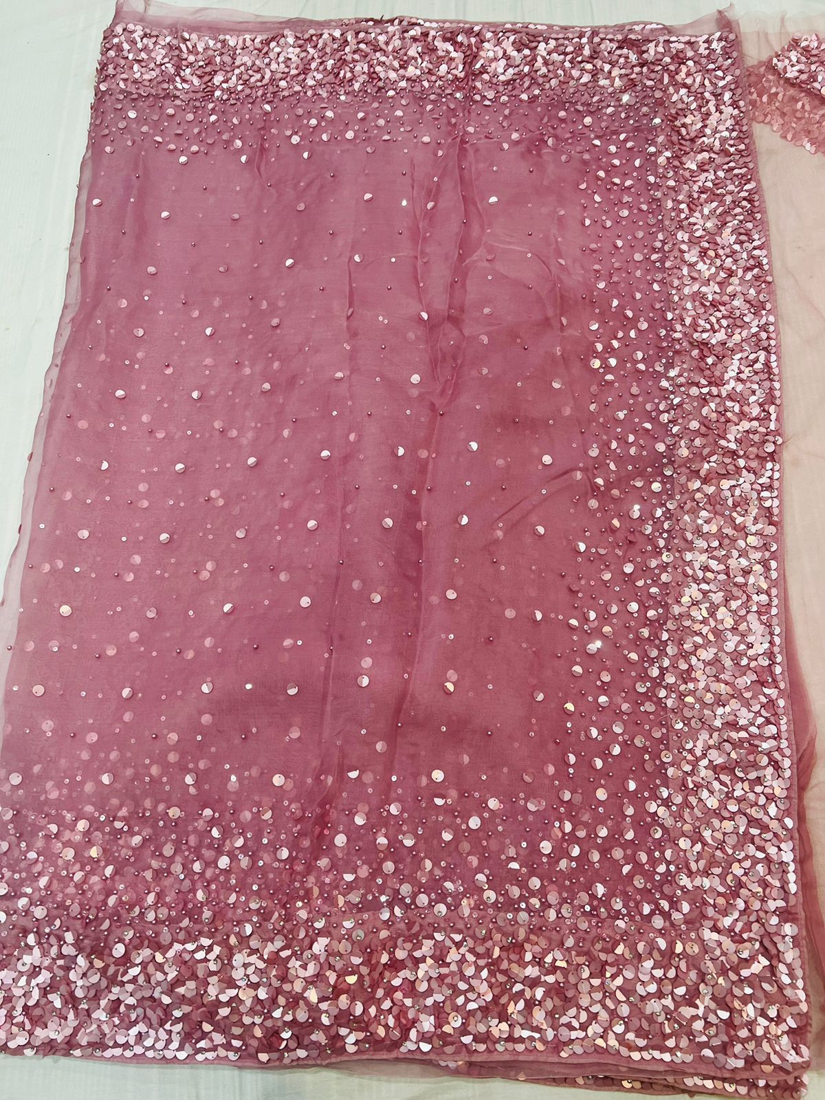 Fairy inspired pink organza saris - Saffronfashionindia