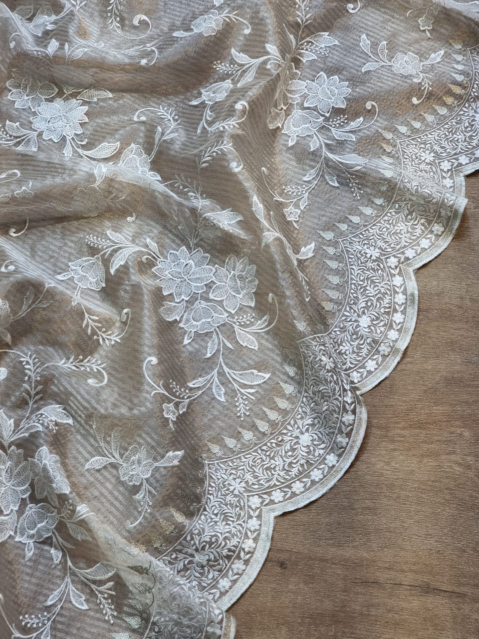 Ruvi organza silk tissue saree - Saffronfashionindia