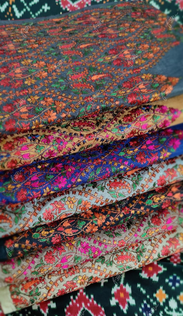 Kashmiri tussar silk saree - Saffronfashionindia