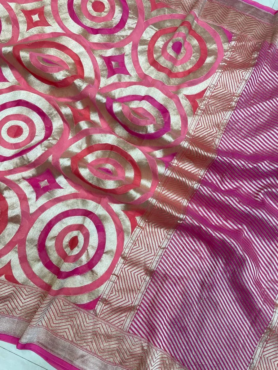 Jinna khaddi gorgette Indian partywear sarees - Saffronfashionindia