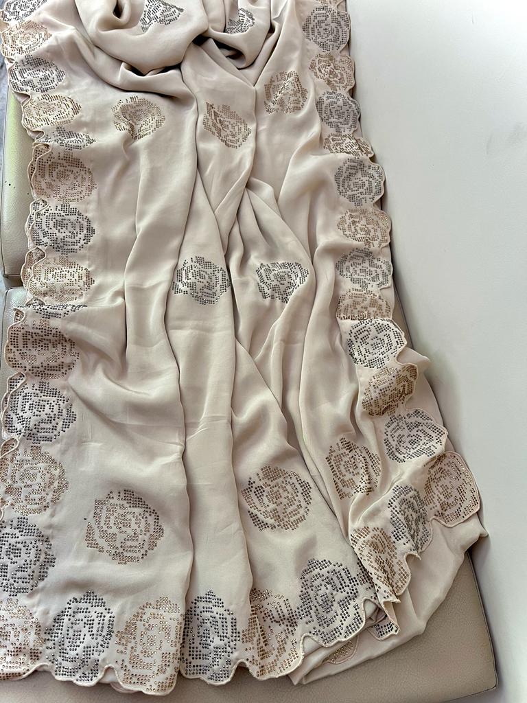 Swarosvki inspired satin saree - Saffronfashionindia