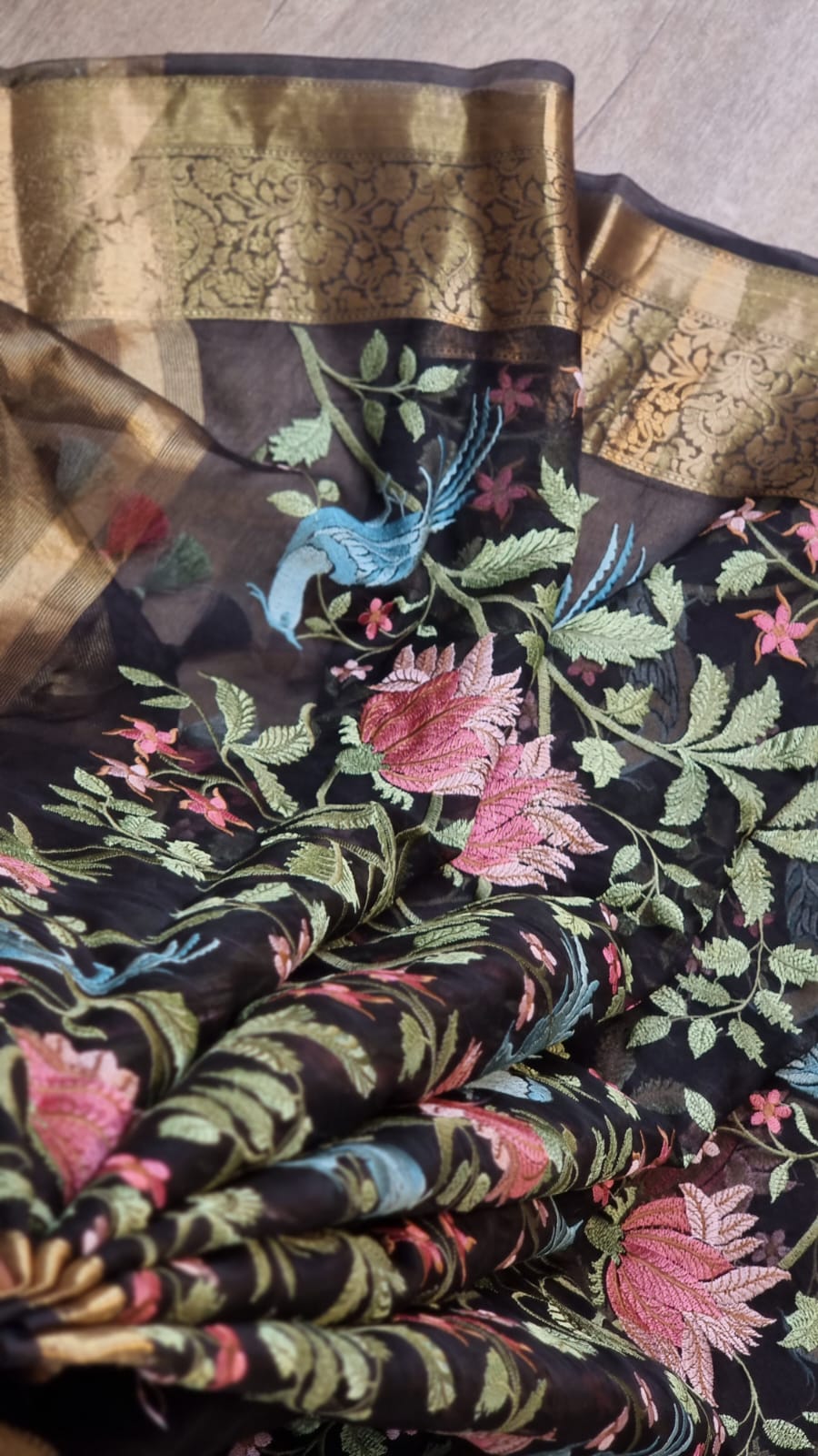 Lilac inspired embroidered saree - Saffronfashionindia