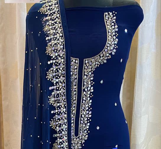 Dilbar gorgette salwar kameez - Saffronfashionindia