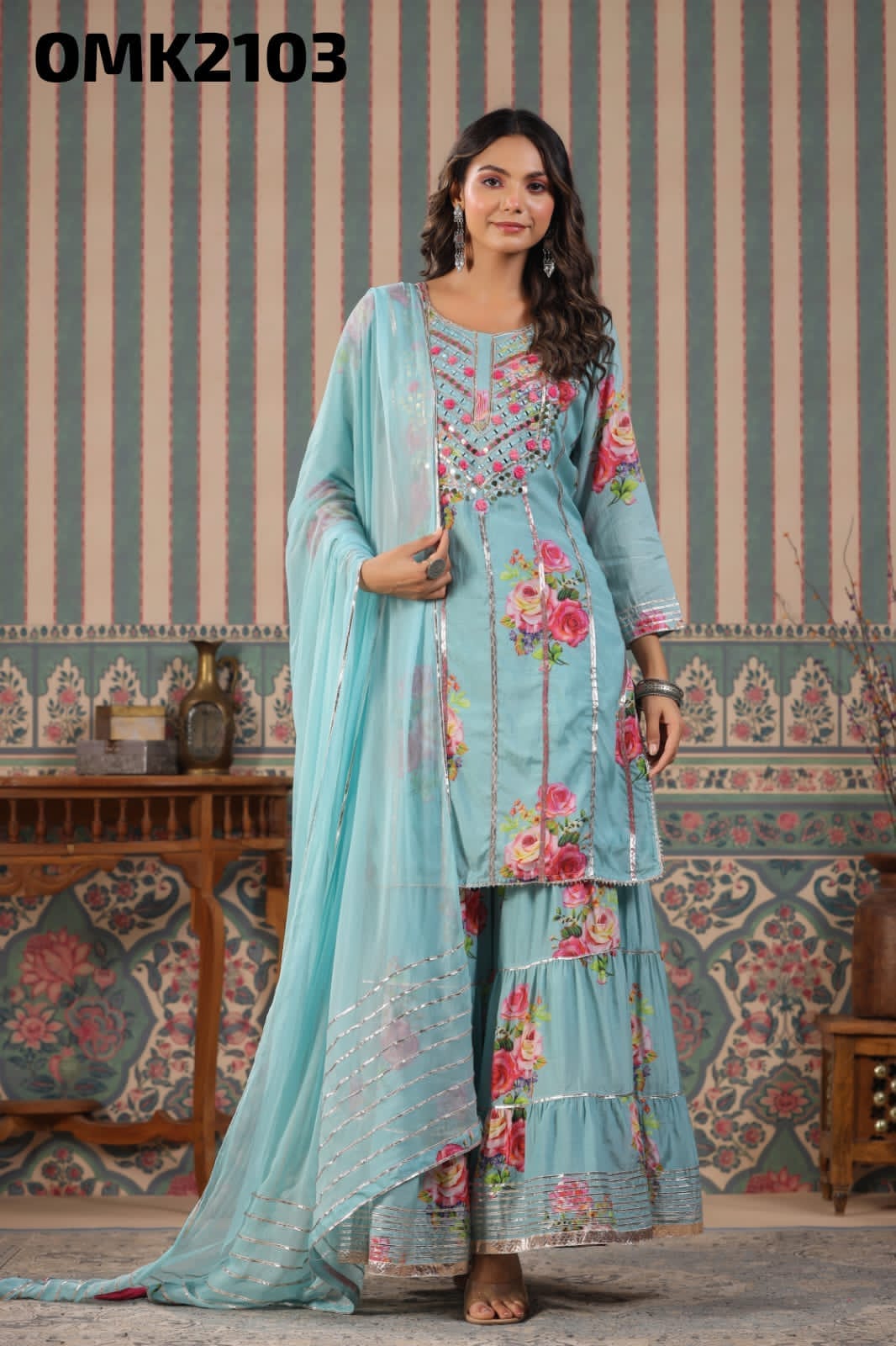 Floral sharara beautiful dress partywear dress - Saffronfashionindia