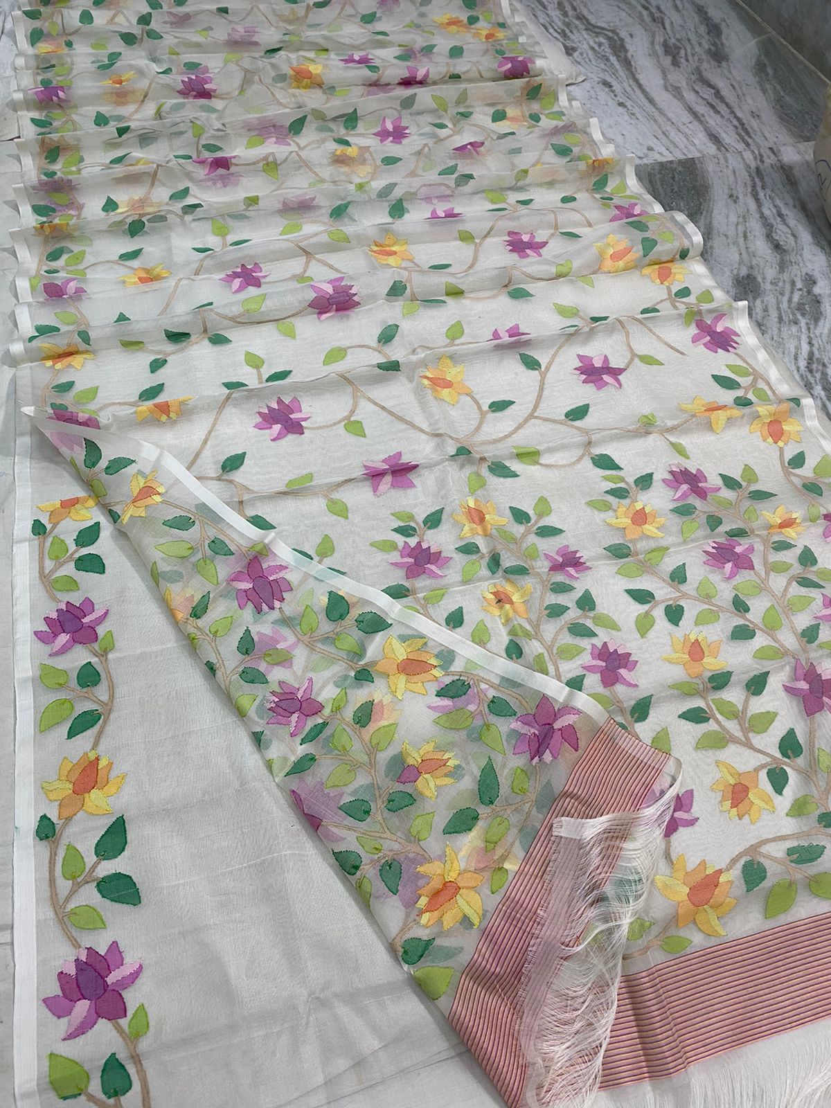Kaveri jamdani Indian heritage saree - Saffronfashionindia