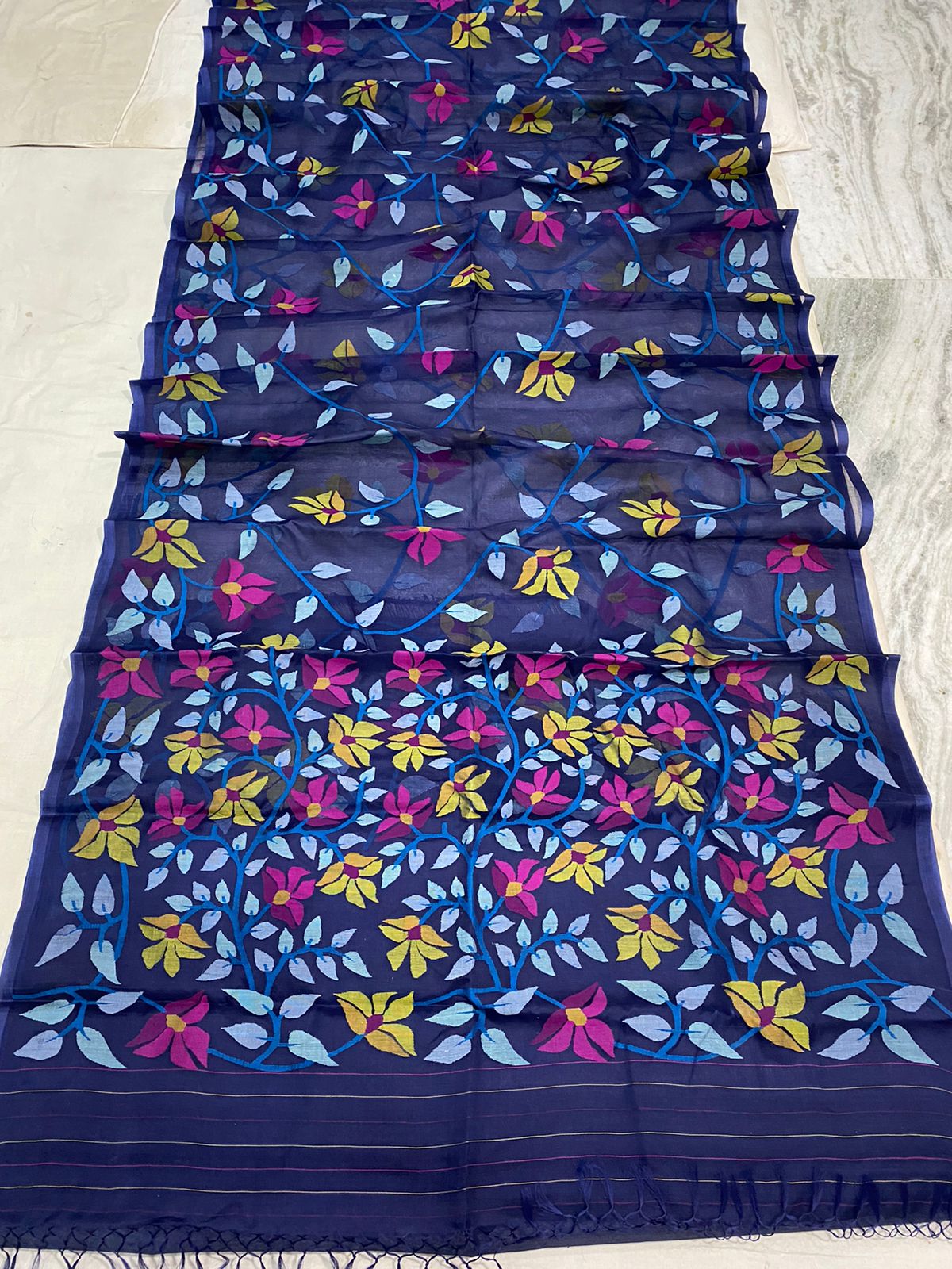 Lanisha muslin jamdani saree - Saffronfashionindia