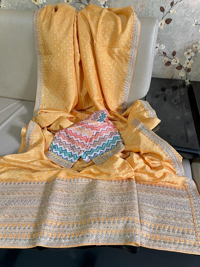Nimad Moonga silk sarees trendy women sari - Saffronfashionindia