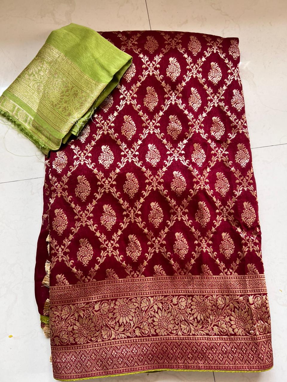 Valisha Moonga silk saree - Saffronfashionindia