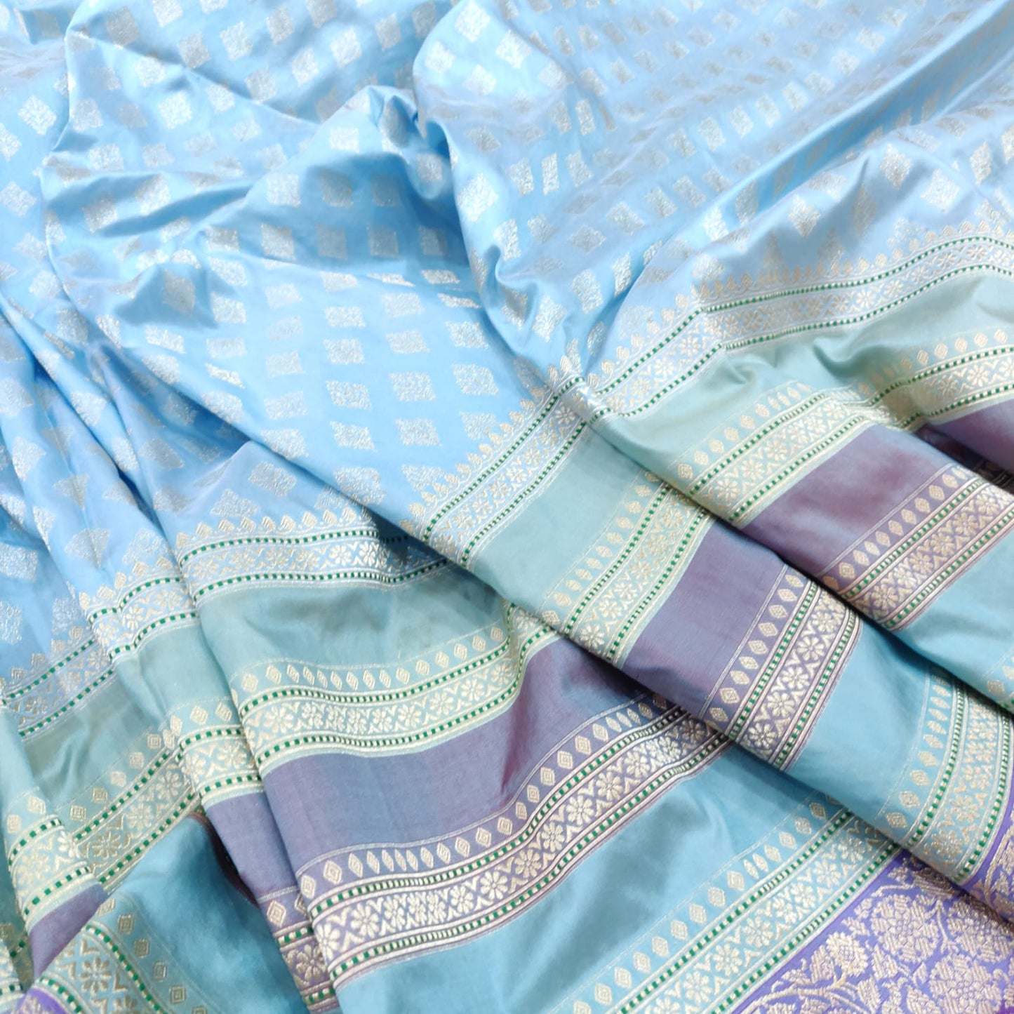 Lavika blue shaded Katan silk saree - Saffronfashionindia