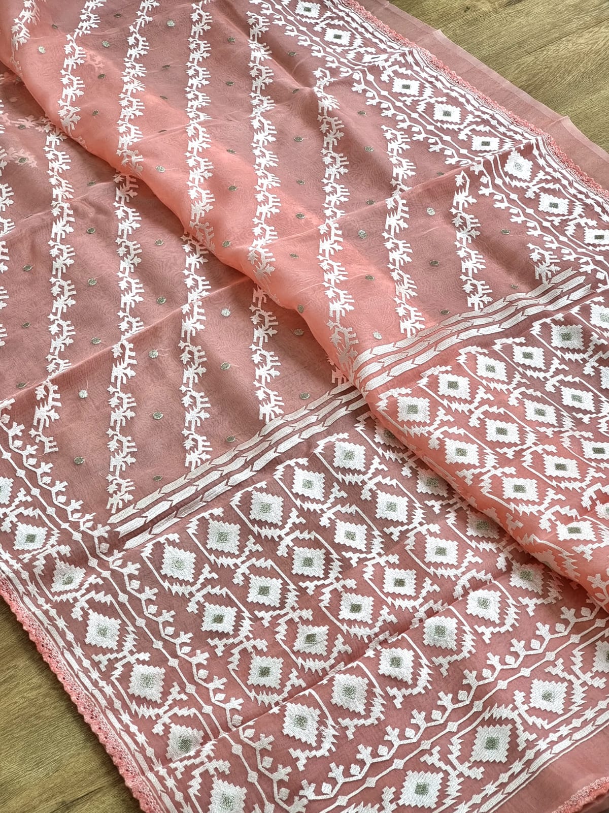 Nivara organza dhakai inspired saree - Saffronfashionindia