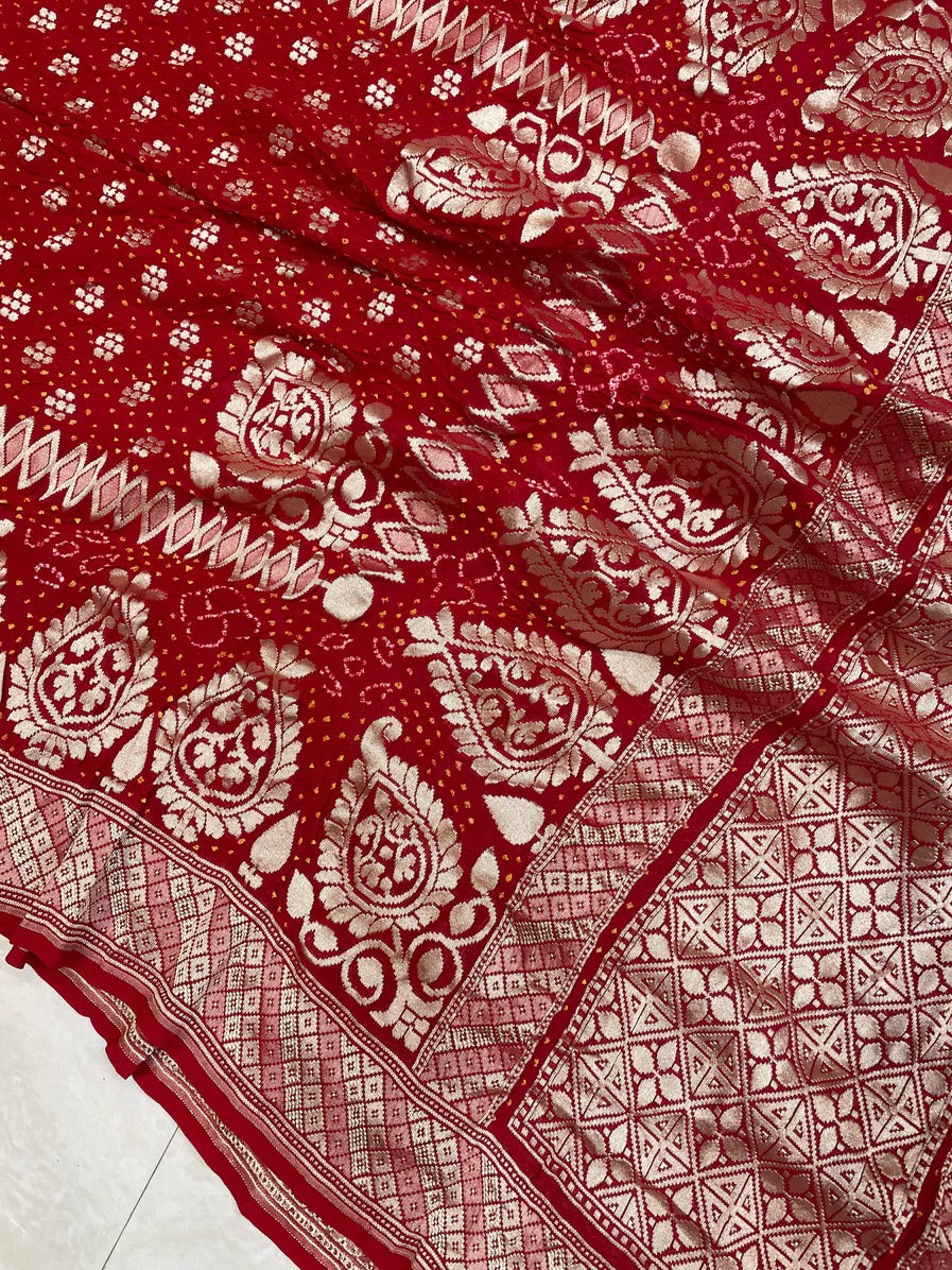 Nivi Banarsi bandhej dupatta - Saffronfashionindia
