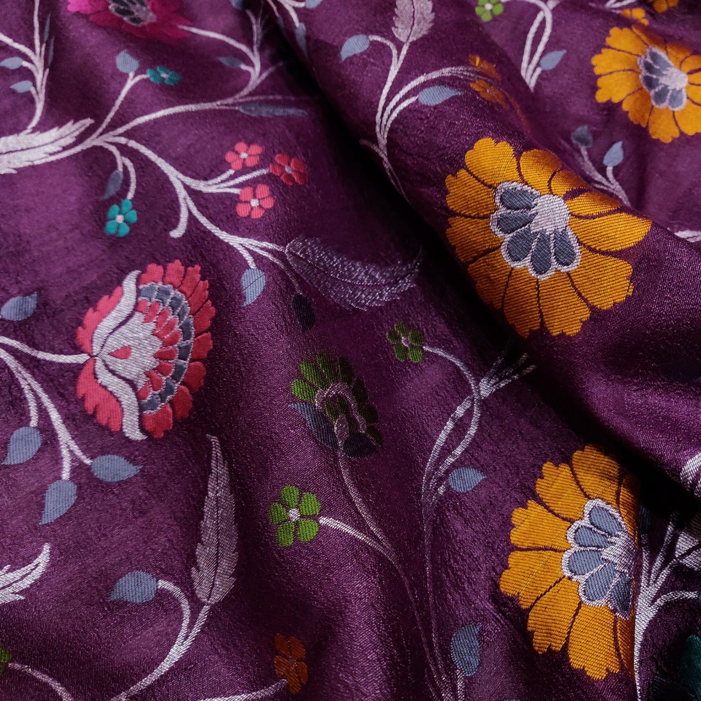 Floral bagicha inspired handwoven tussar saree - Saffronfashionindia