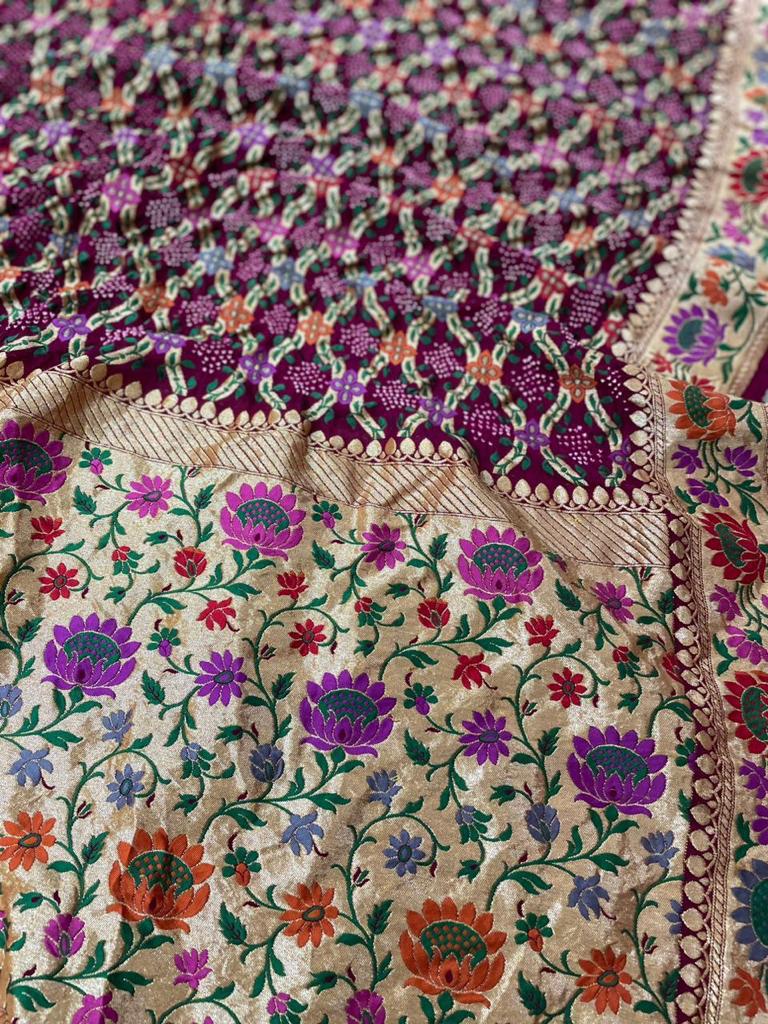 Ranika Meenakari gorgette dupatta - Saffronfashionindia