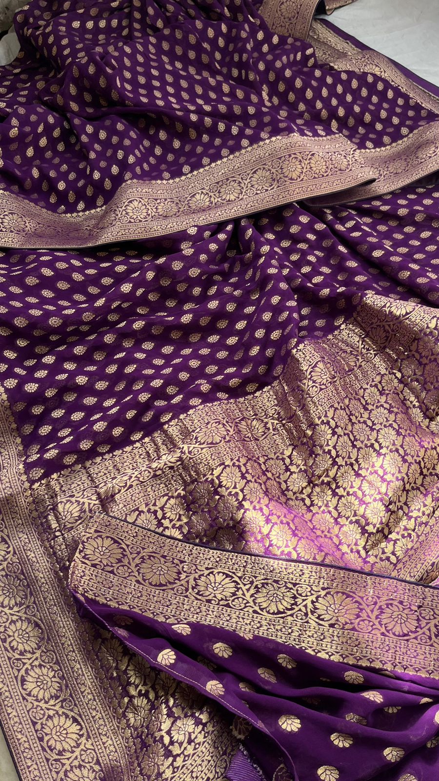 Arvoo khaddi gorgette indian sari - Saffronfashionindia