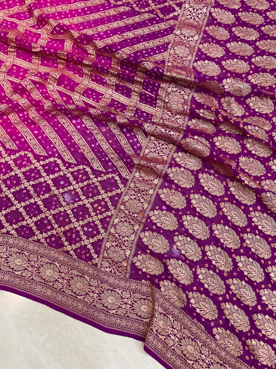 Rubina gorgette Banarsi saree - Saffronfashionindia