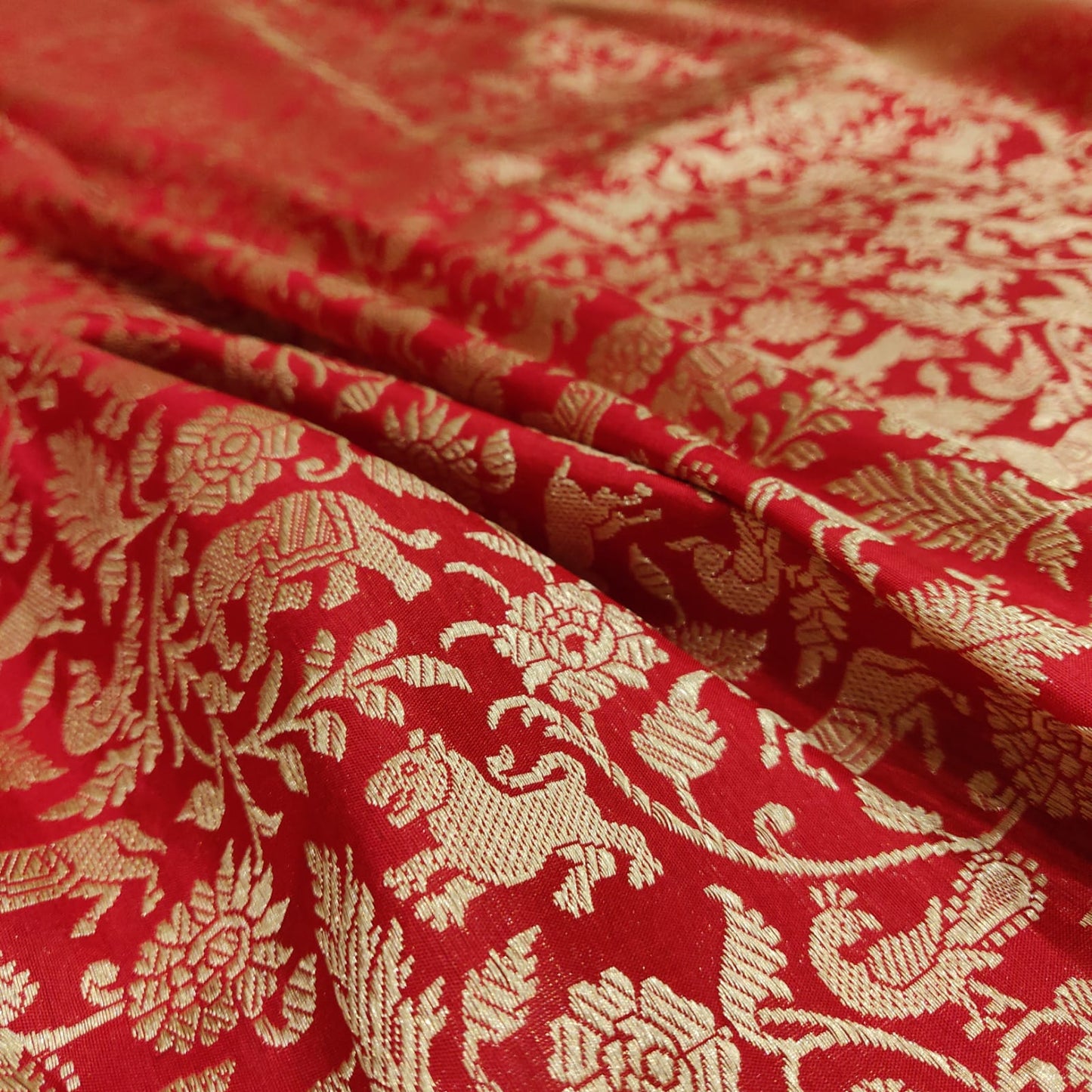 Rivaaz red bridal Katan silk sarees - Saffronfashionindia