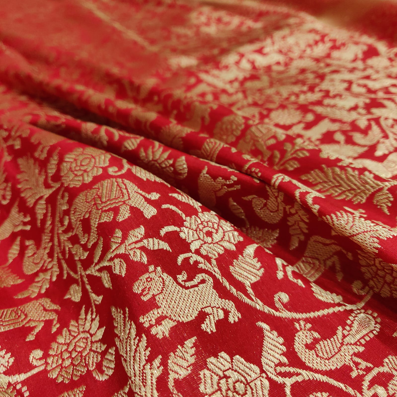 Rivaaz red bridal Katan silk sarees - Saffronfashionindia